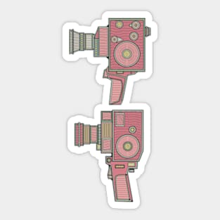 Red Vintage Video Camera Sticker